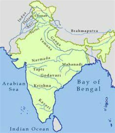 Map of India with Rivers